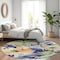 Homeroots 8' Navy Blue And Beige Round Floral Washable Indoor Outdoor Area Rug 610988 - alternate 9