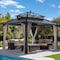 Sunjoy Kingston 12x10 Gazebo, Steel & PC Roof Hardtop Gazebo with Curtain and Netting, Brown Aluminum Posts A10204380200 - alternate 1