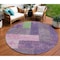 Homeroots 8' Purple Green And Pink Round Geometric Washable Indoor Outdoor Area Rug 612444 - alternate 1