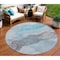 Homeroots 8' Teal Blue And Gray Round Abstract Washable Indoor Outdoor Area Rug 631859 - alternate 1