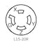 Leviton Flanged Locking Receptacle, L15-20R, 20 A, 250V AC, Three Phase, 3 Pole, Flush Mount, Black 2420 - alternate 2