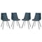 Leisuremod Markley Modern Leather Dining Chair with Metal Legs, Peacock Blue, 4PK MC18BU4 - alternate 1