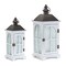 Homeroots Set of Two White And Black Distressed Ornate Glass Wood And Metal Floor Lantern Candle Holders, 2PK 517616 - alternate 8