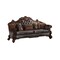 Homeroots 89" Dark Brown Faux Leather and Chenille Sofa And Toss Pillows 490996 - alternate 1