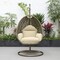 Leisuremod Beige Wicker Hanging Egg Swing Chair with Taupe Cushions ESCBG-40TP - alternate 10