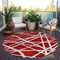 Homeroots 8' Red And Ivory Round Geometric Washable Indoor Outdoor Area Rug 600488 - alternate 8