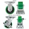 Hyw Products Heavy Duty Caster Set 4in Green Polyurethane on Cast Iron Wheels, 2 Rigid & 2 Swivel w/ Brake, 4PK 40-40R-A1-PC-2,40-40S-A1-PC-TB-2 (G) - alternate 4