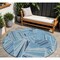 Homeroots 8' Blue And Teal Blue Round Geometric Washable Indoor Outdoor Area Rug 594769 - alternate 1