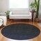 Homeroots 8' Navy Blue And Charcoal Round Abstract Washable Indoor Outdoor Area Rug 588956 - alternate 8