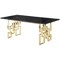Homeroots 79" Black and Gold Marble and Metal Double Pedestal Base Dining Table 602329 - alternate 1