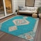 Homeroots 9' X 12' Teal Blue Brown And Ivory Oriental Washable Indoor Outdoor Area Rug 598446 - alternate 9