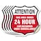 Signmission 24 Hour Surveillance Shield Sign Attenti, 6 inch X 6 inch, Vinyl Decal, 5PK SHI-D-5PACK-6-353 - alternate 1