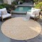 Homeroots 8' Peach And Ivory Round Abstract Washable Indoor Outdoor Area Rug 598994 - alternate 7