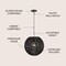 Jonathan Y Luna 15.75" 1-Light Bohemian Modern Woven Rattan/Iron LED Pendant, Black JYL6503C - alternate 12
