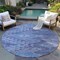 Homeroots 8' Navy Blue Charcoal And Gray Round Southwestern Washable Indoor Outdoor Area Rug 603553 - alternate 8