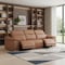 Homeroots 107" Chestnut Italian Leather Reclining Metal USB Sofa 720287 - alternate 10