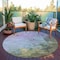 Homeroots 8' Lavender Olive Green And Silver Round Abstract Washable Indoor Outdoor Area Rug 617361 - alternate 8