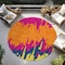Homeroots 8' Pink Orange And Blue Round Abstract Washable Indoor Outdoor Area Rug 613640 - alternate 8