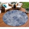 Homeroots 8' Denim Blue And Gray Round Abstract Washable Indoor Outdoor Area Rug 577663 - alternate 1