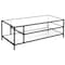 Homeroots 46" Black Glass And Steel Coffee Table With Two Shelves 520978 - alternate 1