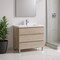 Homeroots 32" Natural Wood Freestanding Bathroom Vanity With White Sink And Three Drawers 624144 - alternate 5