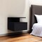 Homeroots 12" Black Wood One Drawer Nightstand with Integrated Tech 518170 - alternate 6