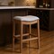 Homeroots 31" Beige and Natural Fabric and Solid Wood Backless Bar Height Bar Chair 632357 - alternate 1