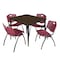 Regency Square Kahlo Breakroom Table W/ 4 M Stack Chairs, 48 in W, 48 in L, Neo Walnut TPL4848NWBK47BY - alternate 1
