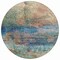 Homeroots 8' Teal Blue Orange And Beige Round Abstract Washable Indoor Outdoor Area Rug 631457 - alternate 6
