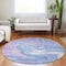 Homeroots 8' Sky Blue Lavender And Ivory Round Abstract Washable Indoor Outdoor Area Rug 602673 - alternate 9