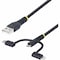 Startech.Com 3.3FT (1M) RUGGED USB MULTI CHARGING CABLE, USB TO LIGHTNING/MICRO-USB/TYPE-C, A RLTCUB1MBK - alternate 1
