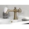 Kingston Brass One-Handle Single-Hole Bathroom Faucet with Knurled Handle and Push Pop-Up Drain, Antique Brass KS3543RKZ - alternate 4
