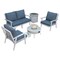 Leisuremod Walbrooke White Patio Conversation, Round Fire Pit with Slats Design & Tank Holder, Navy Blue WWS-29-24-57-31-NBU - alternate 1