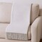 Homeroots 50" X 67" Cream And Light Gray Cotton Blend Woven Plaid Throw Blanket with Fringe 632903 - alternate 4