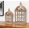 Homeroots Set of Two Natural Distressed Geometric Wood And Glass Floor Lantern Candle Holders, 2PK 516459 - alternate 4