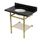 Kingston Brass 36-Inch Black Granite Console Sink with Brass Legs and Shelf, 8-Inch, 3-Hole KVPK36KBB7 - alternate 1