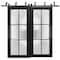 Sartodoors Sliding Closet Frosted Glass Barn Bypass Doors with Hardware Planum 2122 Black 84x84 (2* 42x84) PLANUM2122BBB-BLK-84 x 84 (2* 42x84) - alternate 1