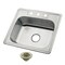 Kingston Brass 25-Inch Stainless Steel Self-Rimming Single Bowl Drop-In Kitchen Sink, 3-Hole with Strainer K25228BN8 - alternate 1
