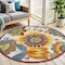 Homeroots 4' Ivory Blue Orange Red And Yellow Round Floral Indoor Outdoor Area Rug 546842 - alternate 9