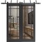 Sartodoors Sliding Closet Clear Glass Barn Bypass Doors, Lucia 2266 Matte Black and Aluminum Strips, Sturdy 6 LUCIA2266BBB-BLK-64 x 96 (2* 32x96) - alternate 1