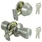 Prosource Deadbolt and Entry Lockset, Turnbutton Lock, Tulip Design, Stainless Steel, 3 Grade BS621BRA4F - alternate 1