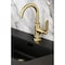 Kingston Brass One-Handle Single-Hole Bathroom Faucet with Deck Plate and Push Pop-Up Drain, Brushed Brass KSD2217KL - alternate 6
