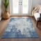 Homeroots 9' X 12' Denim Blue And Ivory Abstract Washable Indoor Outdoor Area Rug 612320 - alternate 9