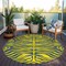 Homeroots 8' Yellow And Blue Round Animal Print Washable Indoor Outdoor Area Rug 600716 - alternate 9