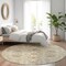 Homeroots 8' Beige Blue And Brown Round Moroccan Washable Indoor Outdoor Area Rug 605141 - alternate 9