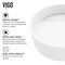 Vigo Starr Modern White Matte Stone 15 in. L x 15 in. W x 5 in. H Round Vessel Bathroom Sink VG04018 - alternate 7