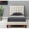 Homeroots Beige Solid Wood Twin Tufted Upholstered Linen Bed Frame 544761 - alternate 1