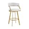Armen Living Saturn 26in Swivel Counter Stool with Gold Brushed Stainless Steel and White Faux Leather LCSNSWBABGLWH26 - alternate 1