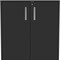 Homeroots 35in Black Wood Rolling Storage Cabinet With Two Doors 479950 - alternate 5
