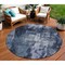 Homeroots 8' Navy Blue Black And Gray Round Abstract Washable Indoor Outdoor Area Rug 603169 - alternate 1